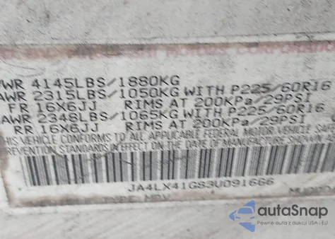 2003 Mitsubishi Outlander Xls from USA, damaged, VIN JA4LX41G83U091666